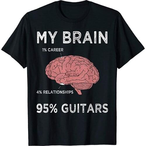 My Brain 95% Guitars Funny Guitarist Player Musician Gift T-Shirt