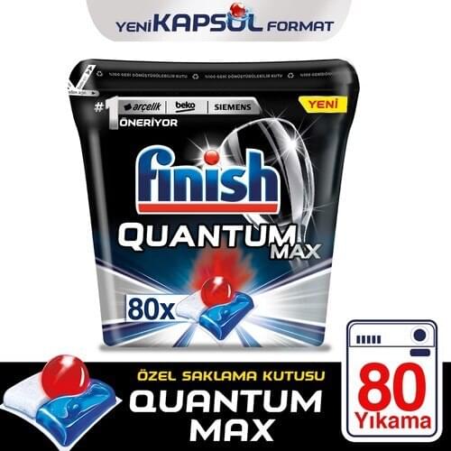 Free shipping Finish Quantum Max Dishwasher Detergent 80 Capsules Private Storage Box gift