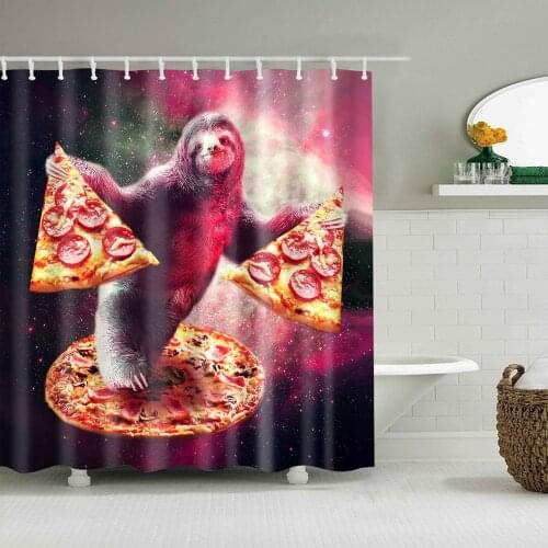 Cartoon Shower Curtain Bathroom Funny Waterproof Set with 12 Hooks Animal for Bathtub 180x180