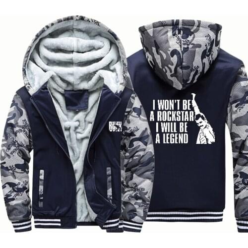 Queen rock band punk windbreak outwear coat men warm hoodie man thick Camouflage Sleeve causal winter Jacket hoody men clothes