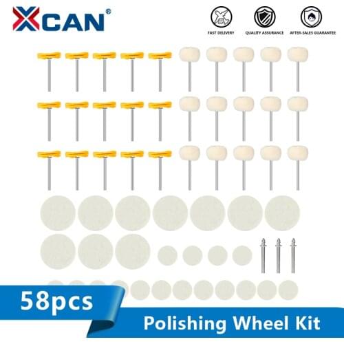 XCAN Polishing Wheel Kit 3.0/3.175mm Shank Cotton Polishing Disc Pad Buffing Wheel Mini Polish Brush for Dremel Rotary Tools