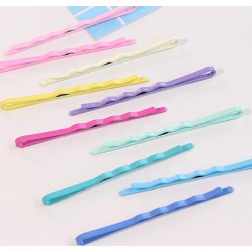 NEW 20Pcs/Lot Hair Clips Solid Color U-shaped Hairpins Barrette 5.5cm Metal Plated Candy Color Waved Bobby Pins for Women Girls