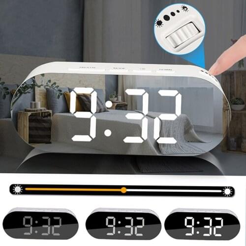 New Home LED Electronic Clock Table Digital Clock LED Temperature Display Desk Mirror Clocks Smart Table Clock with Thermometer