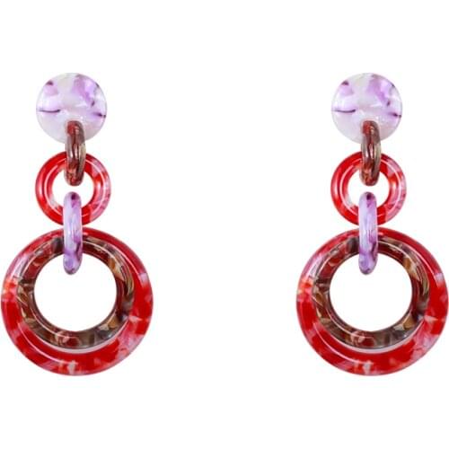 New light resin halo dye pattern crisscross European and American style advanced sense long face thin earrings earrings female