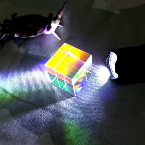 Optical Color Prism 20mm Six-sided Bright Light Ice Cube Beam Splitting Prisms K9 Glass Lens Teaching Experiment Tool Customized