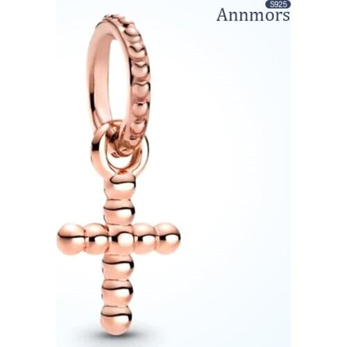 Golden Cross Charm 925 Sterling Silver Fits Pandora Charms Bracelets for Woman Girl Beads Gifts for Women Bracelet and Necklace