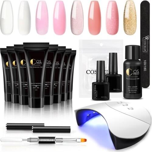 Poly Extension Gel With 30ML Slip Solution Manicure Set With 36W UV LED Lamp Gel Nail Polish Nail Builder Crystal Jelly Gel