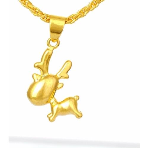 Popular Cute Elk Animals 24K Gold 3D Deer Pendant Necklace for Women Girls Simple Trendy Choker Accessories Weddings Jewelry