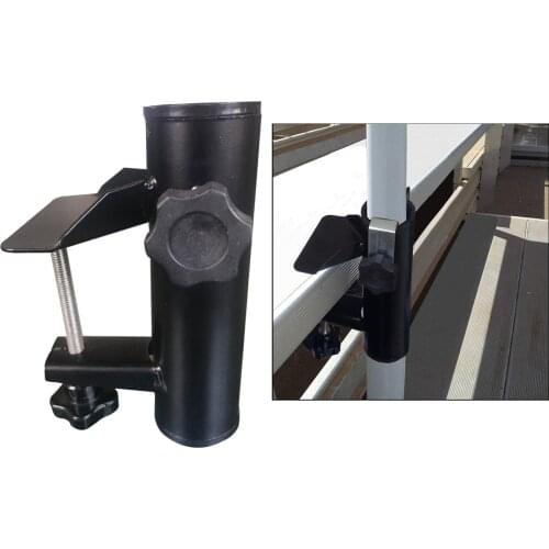 Adjustable Beach Fishing Umbrella Mount Table Chair Clamp Holder Parasol Stand Deck Garden Holding Bracket Black