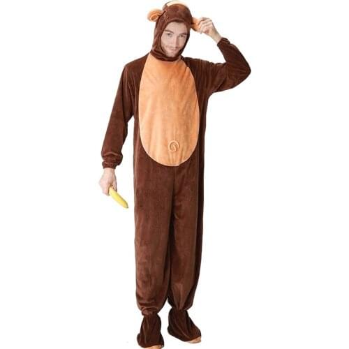 Coldker Christmas Halloween Costumes For Unisex Adult Monkey Costume With Tail Cute Warm Thick Cosplay Costumes