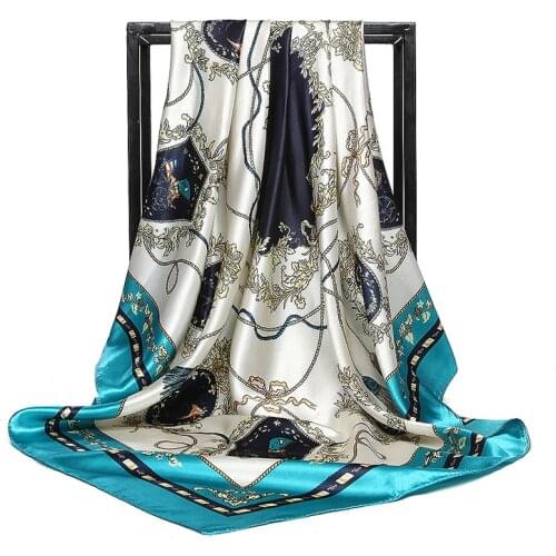 Silk scarf luxury brand handkerchiefs head for women shawl 90*90 large scarf hijab wholesale satin turban Trump