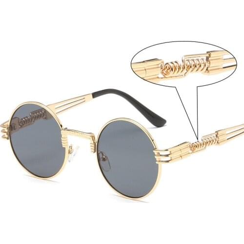 New Retro Round Steampunk Sunglasses Women Luxury Popular Metal Spring Sun Glasses For Men Big Mirror Lens Oculos zonnebril