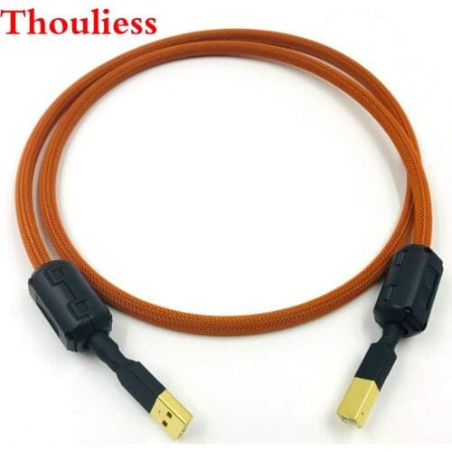 Thouliess HIFI 4 cores Single Crystal Copperr USB Cable DAC A-B Digital USB 2.0 Type A to B Male Audio Cable(Orange)
