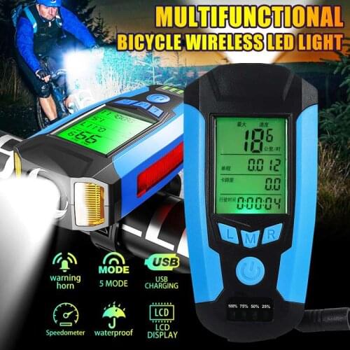 3-in-1 LCD Screen 5-Modes Waterproof Bicycle Bike Indicator LED LightComputer LCD Speedometer Cycling Head Light Horn