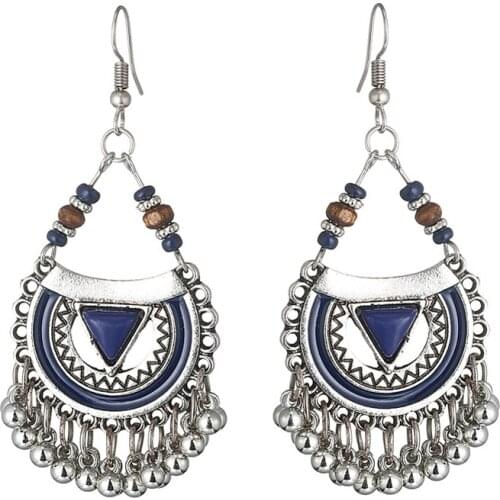 LOVBEAFAS Boho Vintage Drop Tassel Earrings For Women Triangle Bohemian Earings Fashion Jewelry Enamel Women Accessories Bijoux
