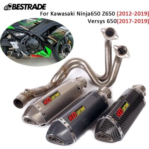 For Kawasaki Ninja 650 Z650 Versys 650 Motorcycle Full Exhaust System 51mm Mufflers Escape Front Mid Link Pipe Stainless Steel