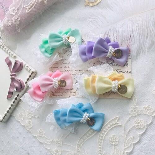 Handmade Dog Accessories 5 Colors Hairpin Pet Head Wear Bow Pearl Clip Grooming Maltese Poodle Small Breed Wedding Yorkie