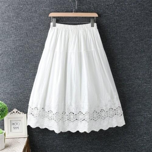 Lamtrip Vintage Cotton Embroidery Solid A-Line Skirt Saia Female