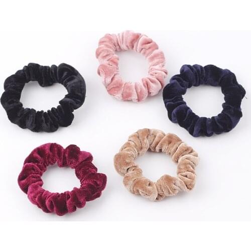 Women Velvet Solid Thin Coral Fleece Soft Elastic Hair Bands Ponytail Holder Headbands Sweet Scrunchies Hair Accessories