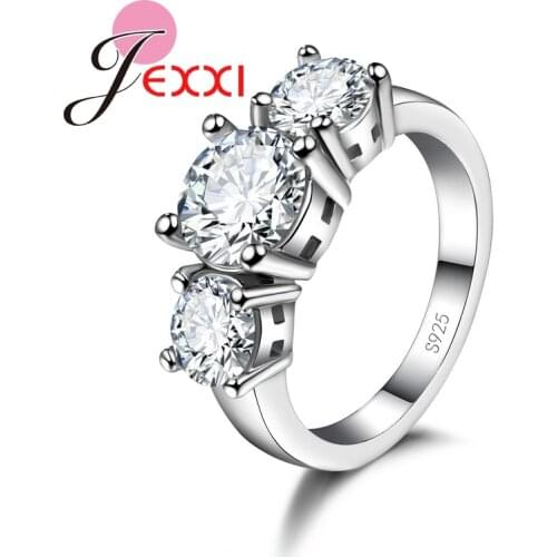 Colorful Shiny Cubic Zirconia Romantic 925 Sterling Silver Women Rings Elegant Wedding Engagement Decoration