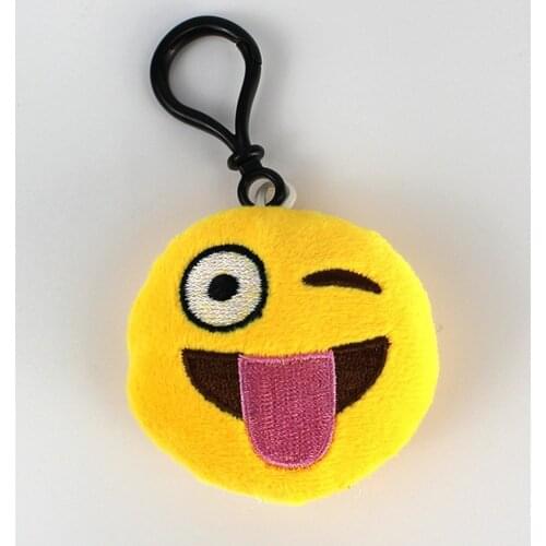 1pcs Cute Cartoon Plush Smiley Keychain Pompom Trinket for Baby Plush Toy Girl Bag Car Key Ring Pendant Jewelry