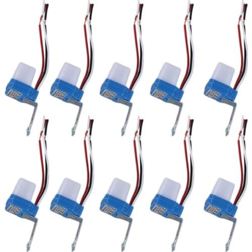 10Pcs Auto On Off Photocell Street Light Photoswitch Sensor Switch AC/DC 12V 10A 517A