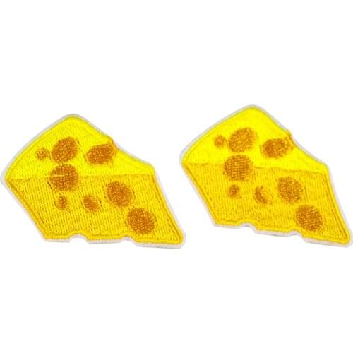 2PCS Cheese Food Patch Iron on Transfers for Clothes Stickers Embroidery Applique DIY Patch T-shirt Jacket Sewing Decoration