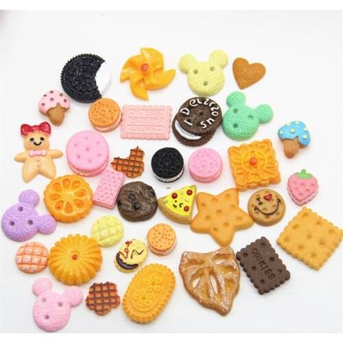 30pcs 50pcs Simulation resin biscuits bag accessories DIY handmade cream mobile phone shell accessories