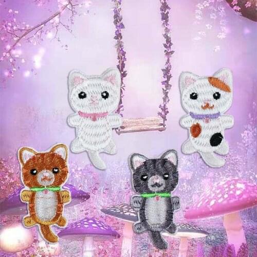 30pcs/lot Embroidery Patches Clothing Decoration Accessories Cute Animals Cat Diy Iron Heat Transfer Applique