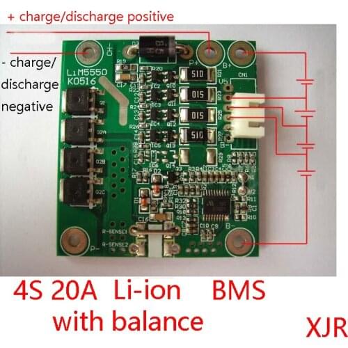 4S 20A PCM PCB BMS 18650 li-ion battery protect board for 4 Packs 18650 Li-ion Battery Cell w/balance