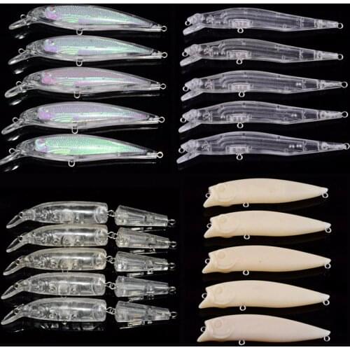 5PCS Blank Hard Fishing Lures Crankbait Vib Minnow wobbler Unpainted Fishing Lure Bodies Freshwater Fish Lure Tackle