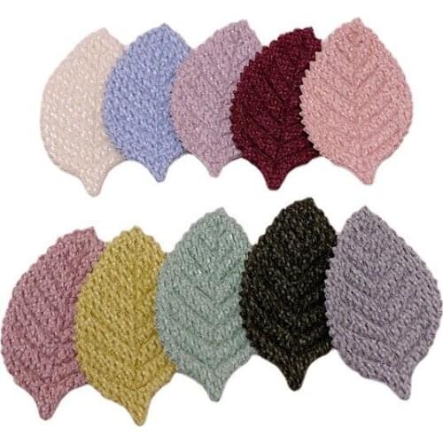 60Pcs/Lot 2*3.5CM Double-Sided Felt Simulation Leaf Appliques Artificial Decoration Patches DIY Crafts Hair Clips Accessories