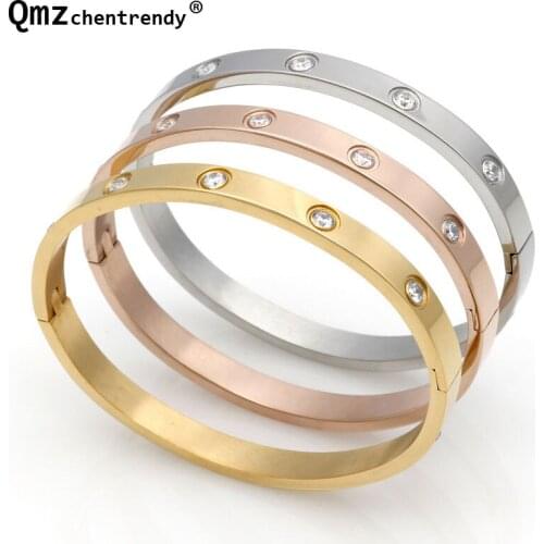 Fashion High qualtiy Men Women Lovers 316L Stainless Steel Bling Iced Out Stone Bracelets cuff Bangles Fine Jewelry