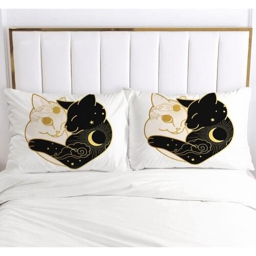 3D Printed Cute Cat Pillow Case Adult One-Pair Package Skin-Friendly Brushed High-Density Adult plus Size Student Pillowcase