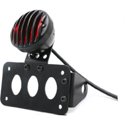 Black 12v Motorcycle Side Mount Tail Light w/ License Number Plate Bracket For Harley Dyna Sportsters Honda Shadow Aero 750