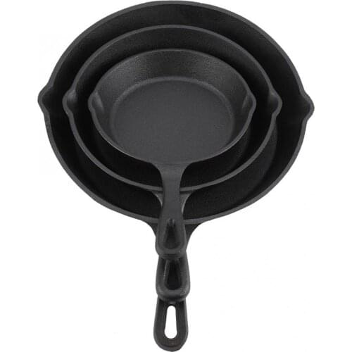 3pcs/Set 16cm 20cm 25cm Cast Iron Frying Pans Cookware Pots Household Kitchen Cooking Tool Cookware