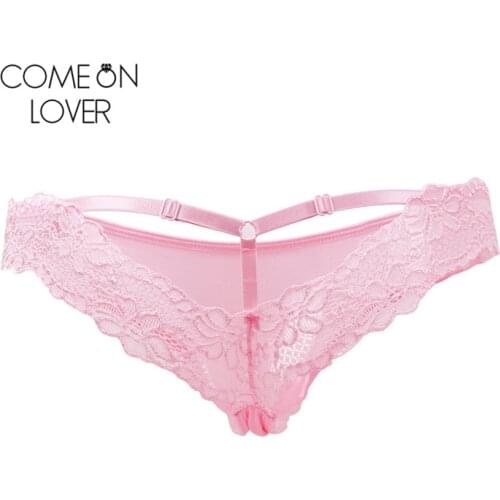 Comeonlover Lace Womens Thong Panties Black White Pink Sexy Ladies Underwear Low Waist Comfortable Claquette Femme Tanga PE5167