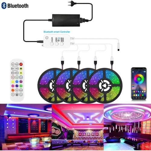 Color Changing Led Strip Light Bluetooth SMD5050 DC12V Waterproof Music Sync fita RGB LED Lights Strip for Bedroom Kitchen Party