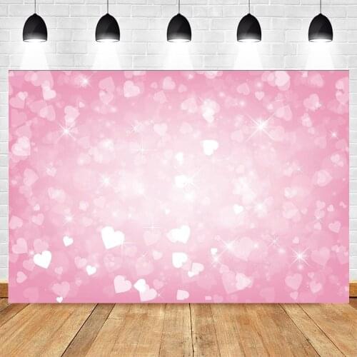 Valentines Day Background Pink Love Heart Glitter Light Bokeh Baby Portrait Birthday Photography Backdrop Photophone Photozone