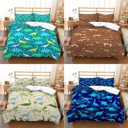 Home Textile Luxury 3D Dinosaur Print 2/3Pcs Comfortable Duvet Cover PillowCase Bedding Sets Queen and King EU/US/AU Size