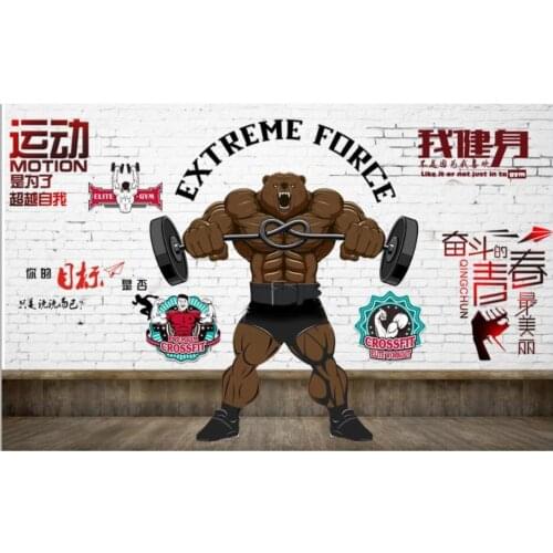 Custom photo wallpaper for walls 3 d murals wallpaper Retro nostalgic bodybuilding bear gym mural background wall papers