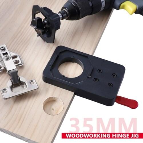 Hinge Hole Locator Hinge Hole Drilling Guide Locator Hinge Drilling Jig Drill Bit Door Hole Opener Cabinet Accessories Tool 35mm