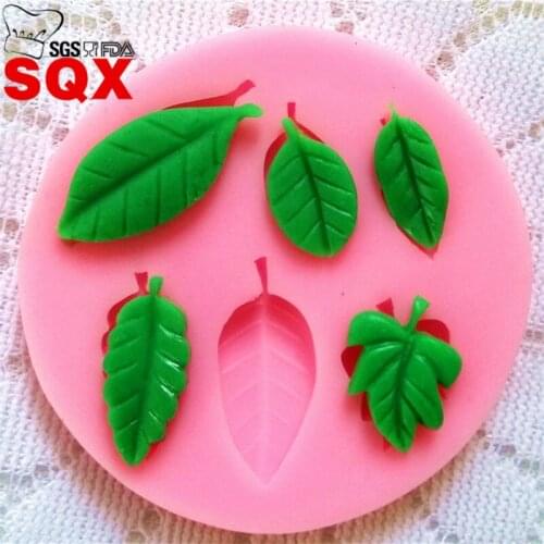 6 holes leaf shape cake tool 3D silicone cake mold, environmental protection, high-quality handmade soap mold SQ1435