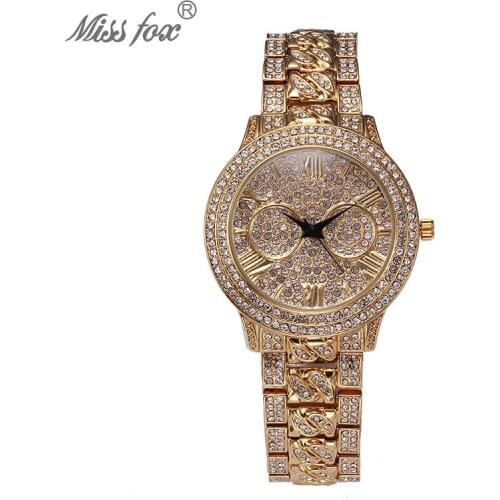 Exquisite Golden Stainless Steel Women Crystal Watches Fashion Bling Ladies Rhinestone Watch Cute Charm Female Casual Clock Hour
