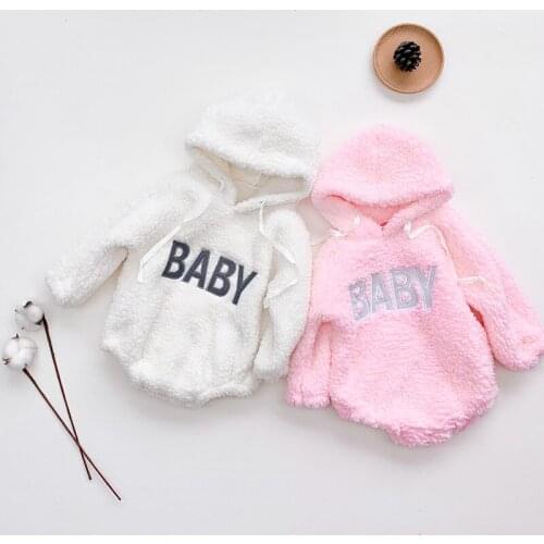 Winter Baby Boys Girls Bodysuits Baby Plush Baby Newborn Clothes Hooded Bodysuit Climbing Clothes Plush Thickened Clothes