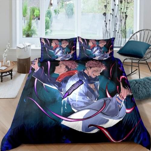 Jujutsu Kaisen Bedding Set Japan Anime 2/3 Pieces Duvet Cover Home Custom Luxury Bed Quilt Cover Single Queen Bed Cover Set