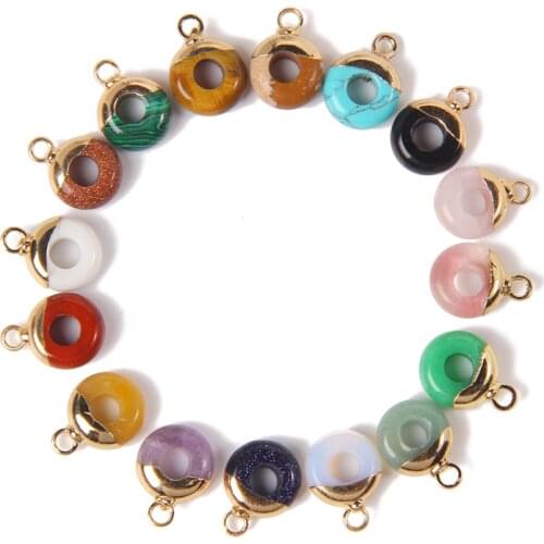 1-5 pcs Round Tiger Eye Stone Beads Pendants Necklace Childrens Day Gifts Large Hole Connector Charm For DIY Making Jewelry Dec