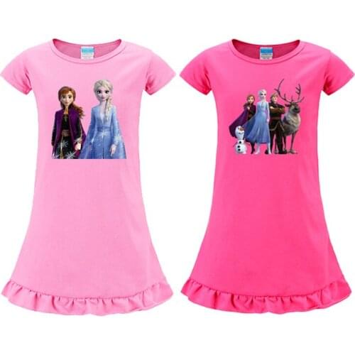 Summer Cartoon Princess Frozen Anna Elsa Sophia Children Girls Dresses Kids Beautiful Christmas Short Sleeve Party Dress Clothes