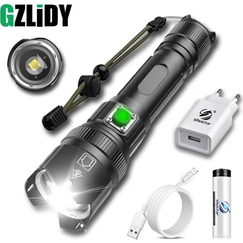 Powerful LED Flashlight 9 Core P99 Tactical Torch USB Rechargeable Zoomable Camping Lantern Waterproof 18650 Bicycle Light