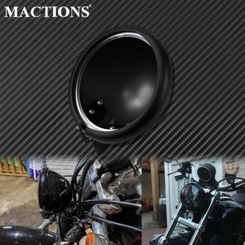 Motorcycle 5.75" Headlight Housing Shell Lamp Bucket Bottom Mounting Matte Black For Harley Dyna Sportster XL FXD Sofatil Custom